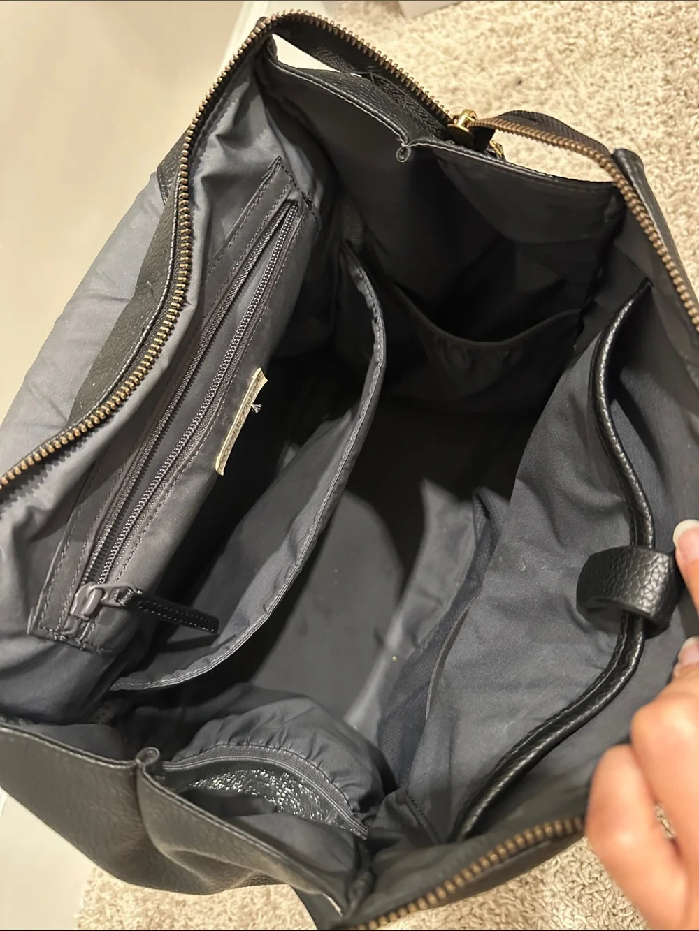 Black Freshly Picked Pebbled Leather Backpack with Gold Logo